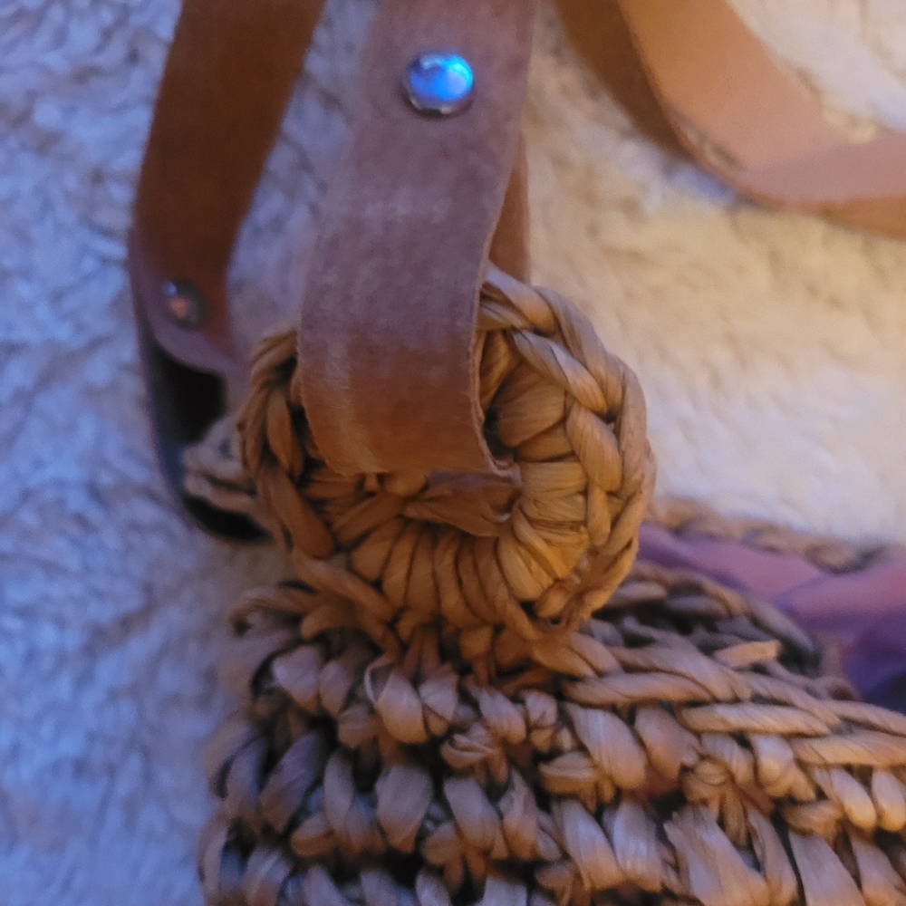 Straw Drawstring Beaded Handbag - image 7